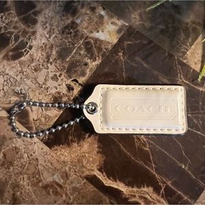 Medium 2” COACH Ivory Patent Leather Hangtag Hanging Tag Charm